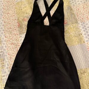 White Fox Black Cross-Back Mini Dress